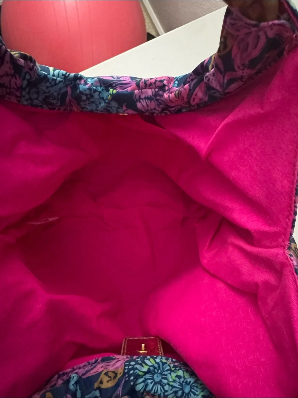 Lilly Pulitzer Calypso Coast Aegean Navy Bamboo Handle Bag NWOT